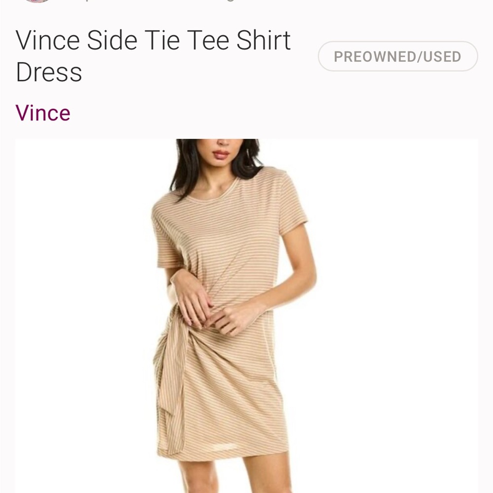 Vince Beige Striped Side Tie Dress